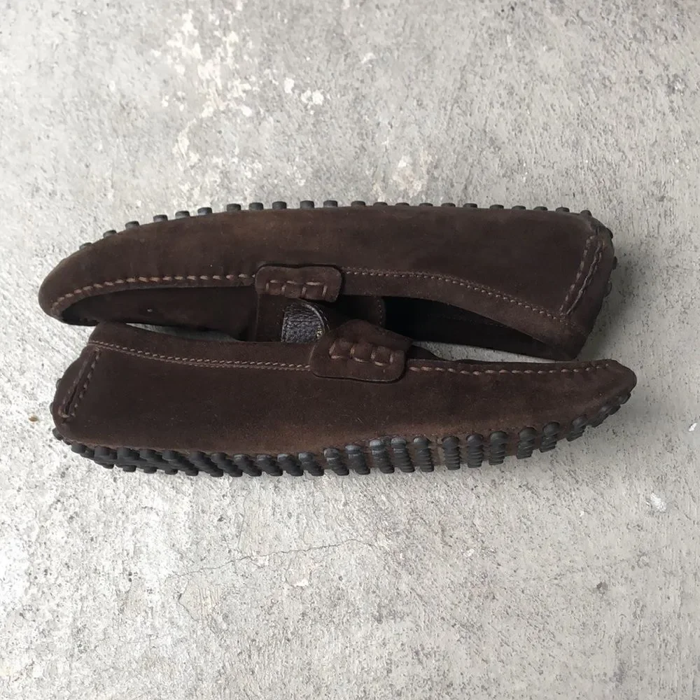 Louis Vuitton suede slip ons